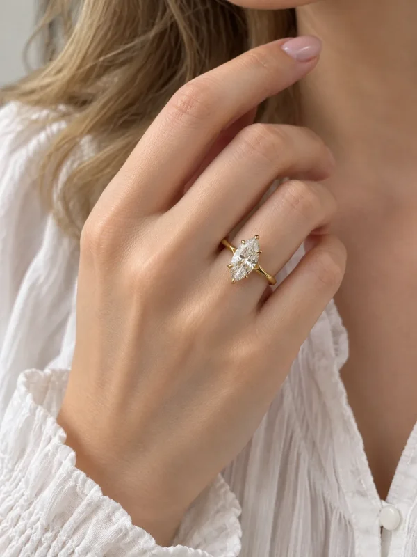 3CT moissanite ring in 925 sterling silver with 18K gold plating - view 1