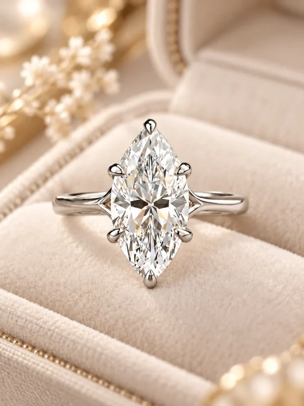 3CT moissanite ring in 925 sterling silver with 18K white-gold plating - view 2