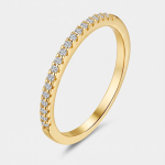 Slim Gold-Tone Round Moissanite Row Band Ring