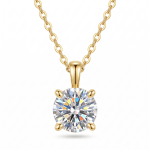 Four-Prong Round Solitaire Pendant Necklace, 1, 2 or 3 ct