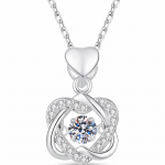 Interwoven Heart Pendant Necklace with Chain, 0.5 or 1 ct