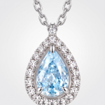 S925 Sterling Silver Teardrop Blue Stone Pendant Necklace