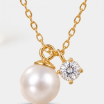 Imitation Pearl Pendant Necklace in 18K Gold Plated S925 Silver