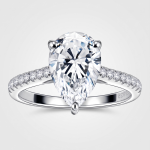 2CT Pear Cut Moissanite Ring in S925 Sterling Silver